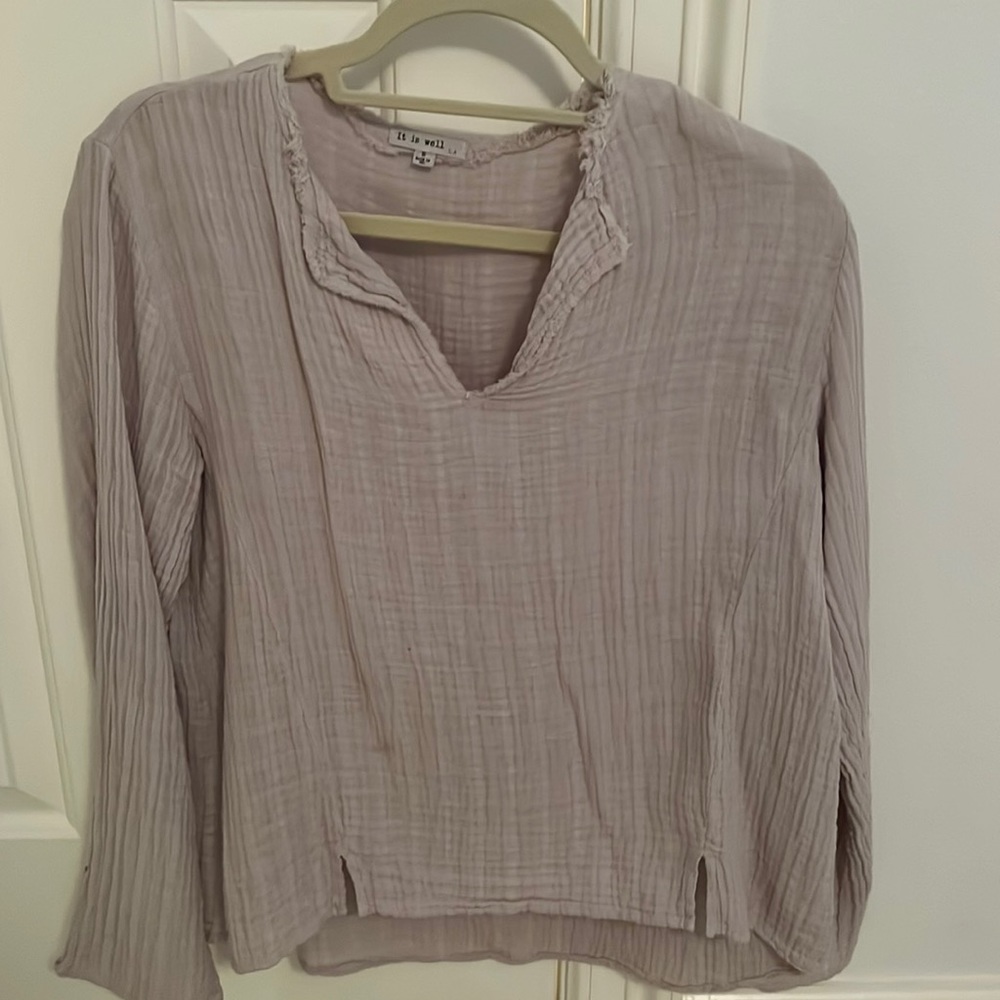 Long sleeve gauze blouse